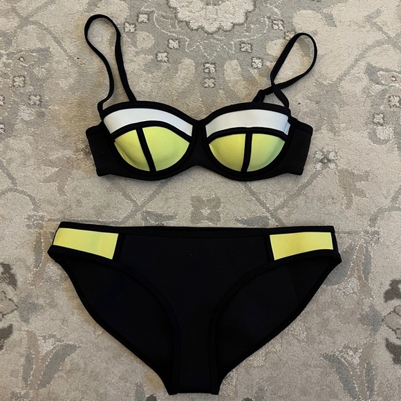 Triangl Neon yellow and black neoprene bikini - Picture 1 of 7